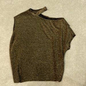 RTA woman’s One-Shoulder subtle gold Metallic party top XXS